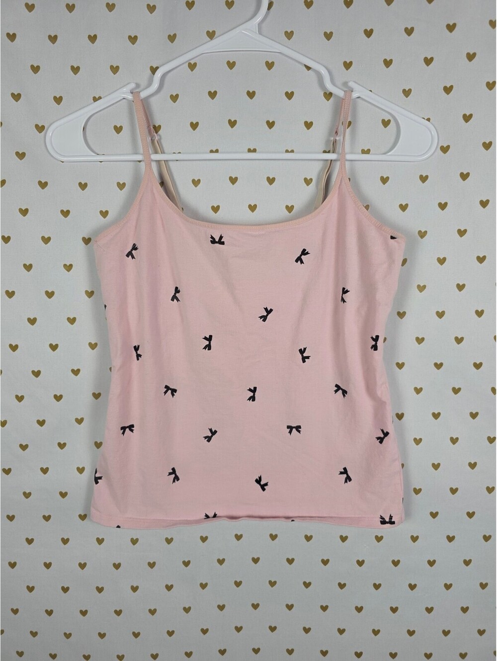 Victorias Secret PINK Vintage BOWS Shelf Bra Tank Top SMALL Y2k
